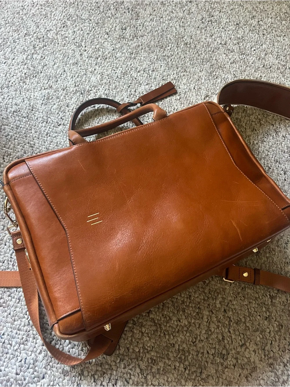 Cognac Leather Laptop Bag - Cognac